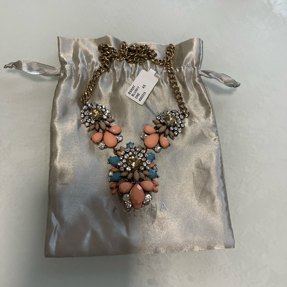 Statement Necklace pink blue crystals - Picture 2 of 5